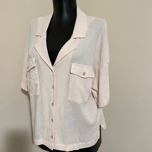 Forever 21 cream front button down blouse large